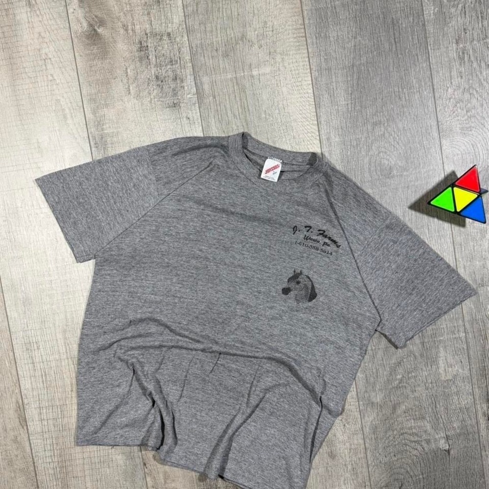 Vintage 90s single stitch faded lightweight almost see through grey tee